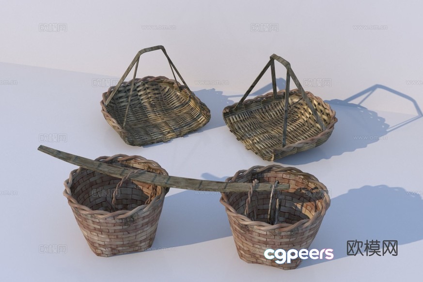 A Collection Of Woven Baskets 3D Model - 3407 - VRAY Render