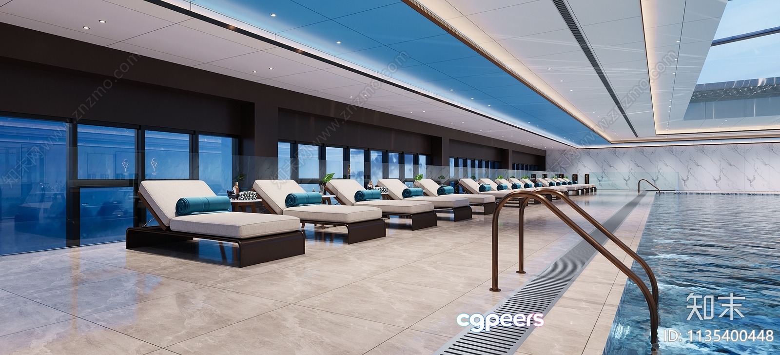 Modern Swimming Pool Area 3D Model - 19548 - VRAY Render