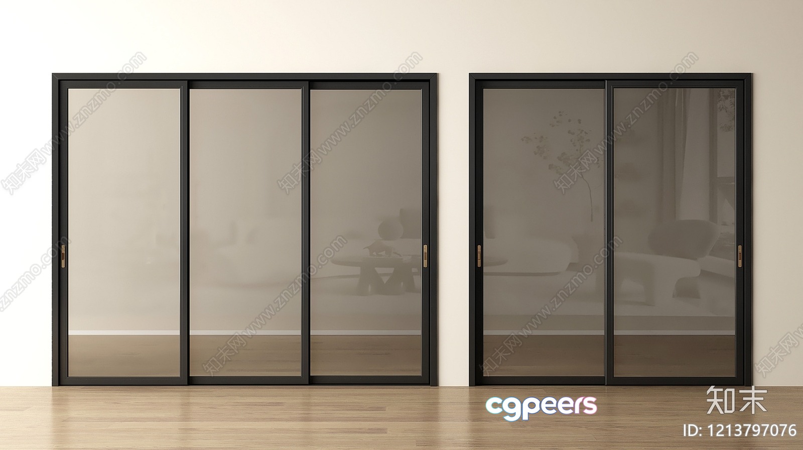 Modern Glass Doors 3D Model - 9895 - VRAY Render Modern Glass Doors 3D Model - 9895 - VRAY Render