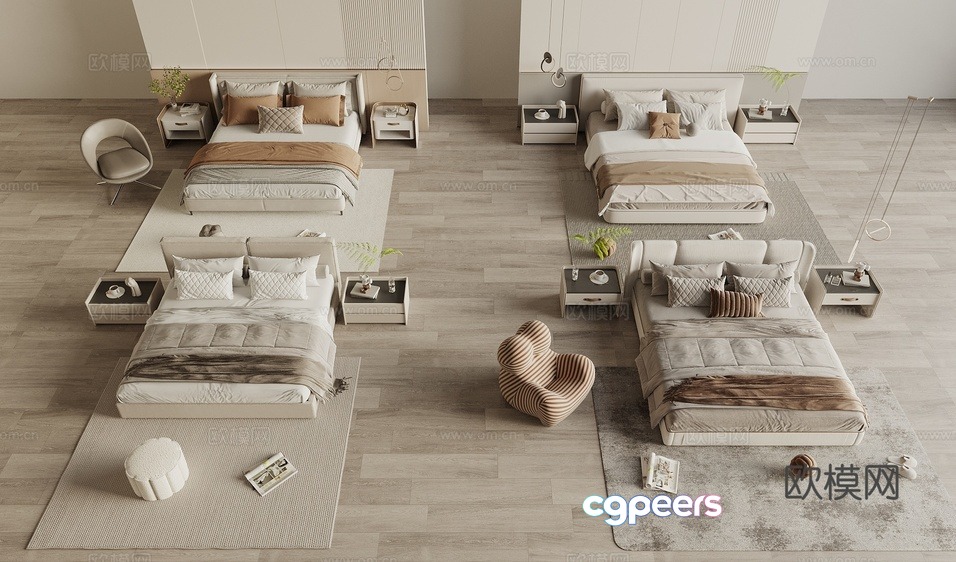 Modern Bedroom Furniture 3D Model - 3196 - VRAY Render