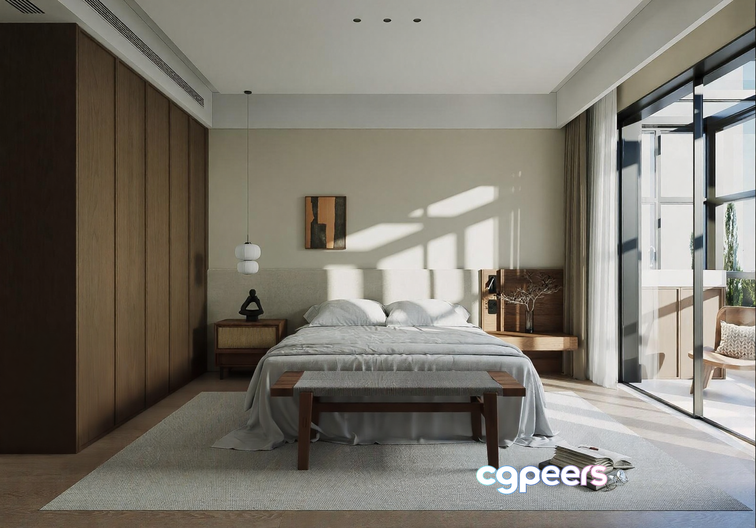 Modern Minimalist Bedroom 3D Model - 7707 - VRAY Render Modern Minimalist Bedroom 3D Model - 7707 - VRAY Render