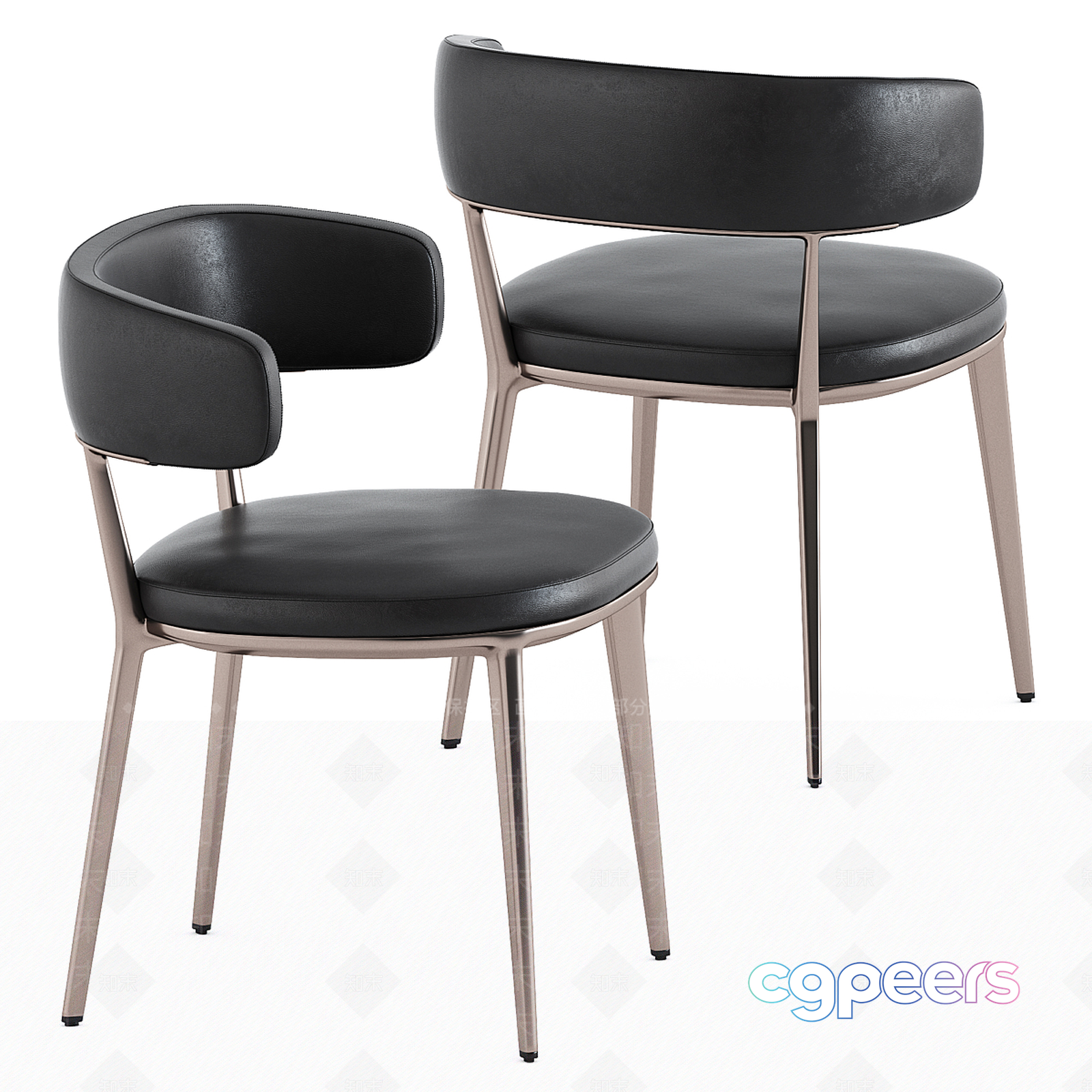 Modern Black Chairs 3D Model - 18218 - VRAY Render Modern Black Chairs 3D Model - 18218 - VRAY Render