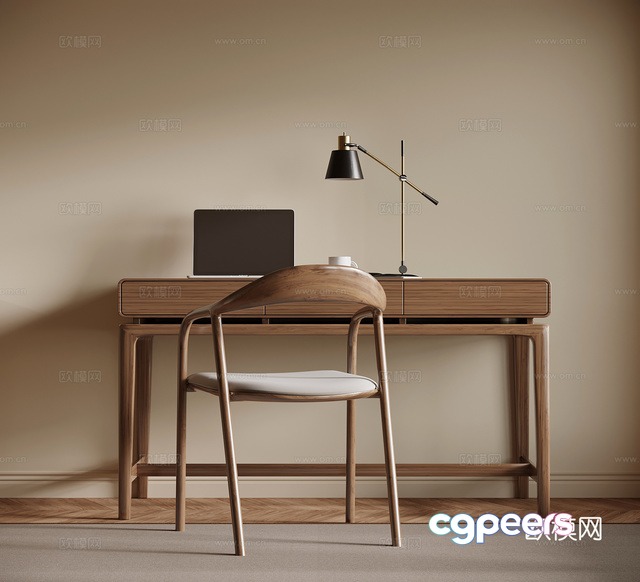 Wooden Desk And Chair 3D Model - 4022 - VRAY Render Wooden Desk And Chair 3D Model - 4022 - VRAY Render
