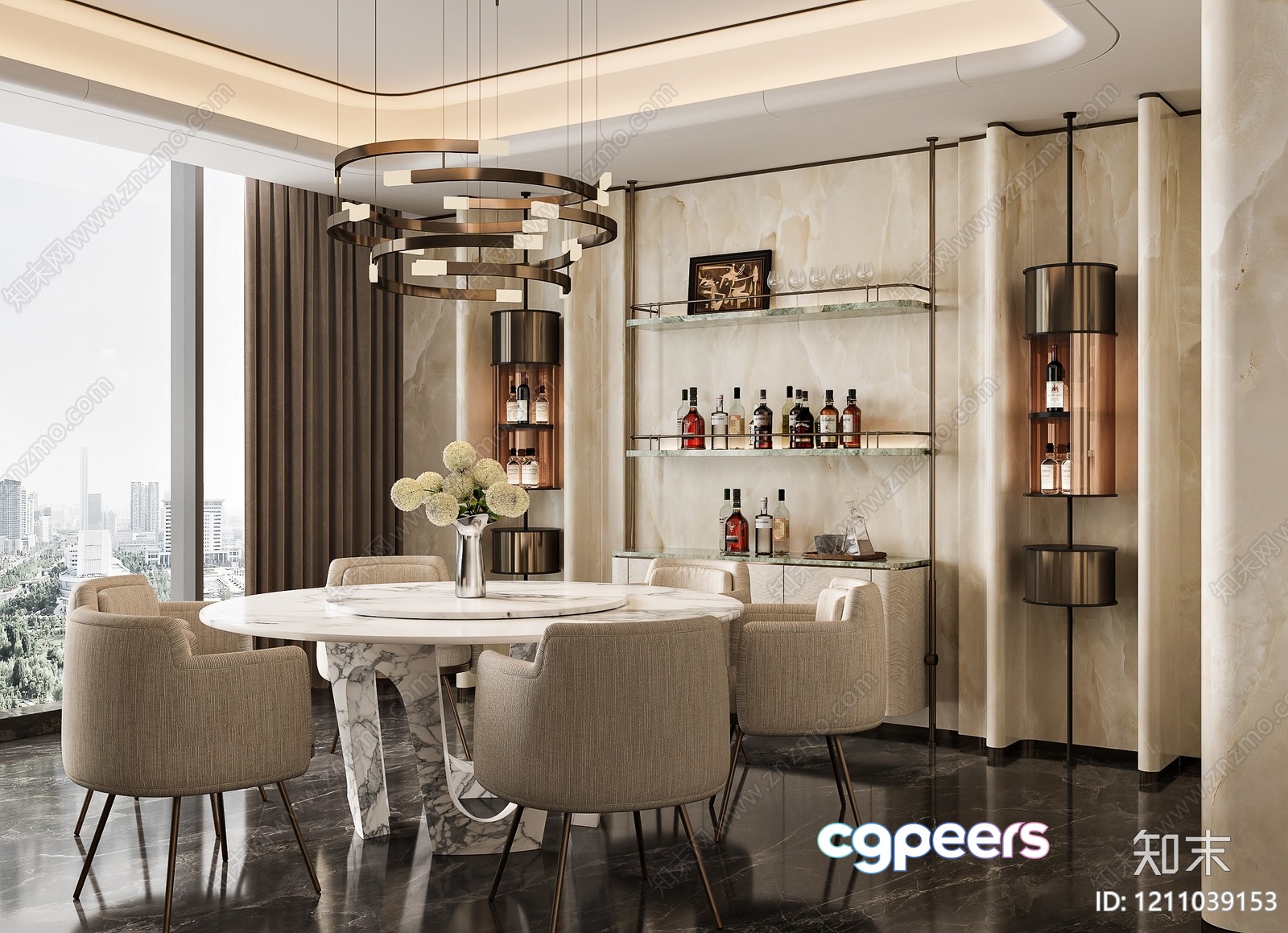 Modern Dining Room 3D Model - 2118 - VRAY Render Modern Dining Room 3D Model - 2118 - VRAY Render