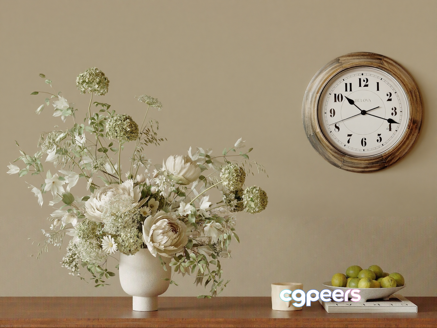 A Wooden Clock With A White Face 3D Model - 13805 - CORONA Render A Wooden Clock With A White Face 3D Model - 13805 - CORONA Render