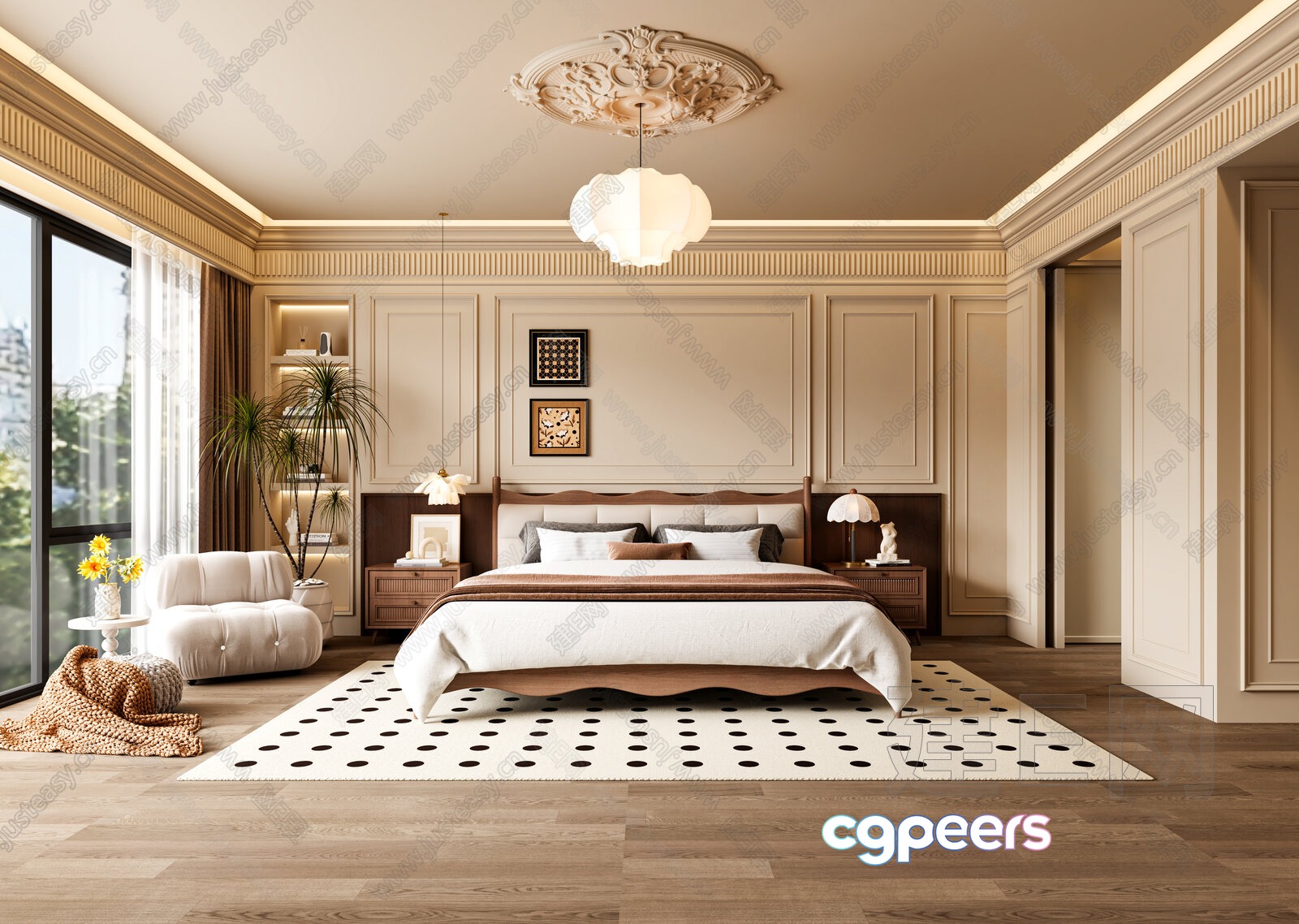 Modern Master Bedroom 3D Model - 20095 - VRAY Render