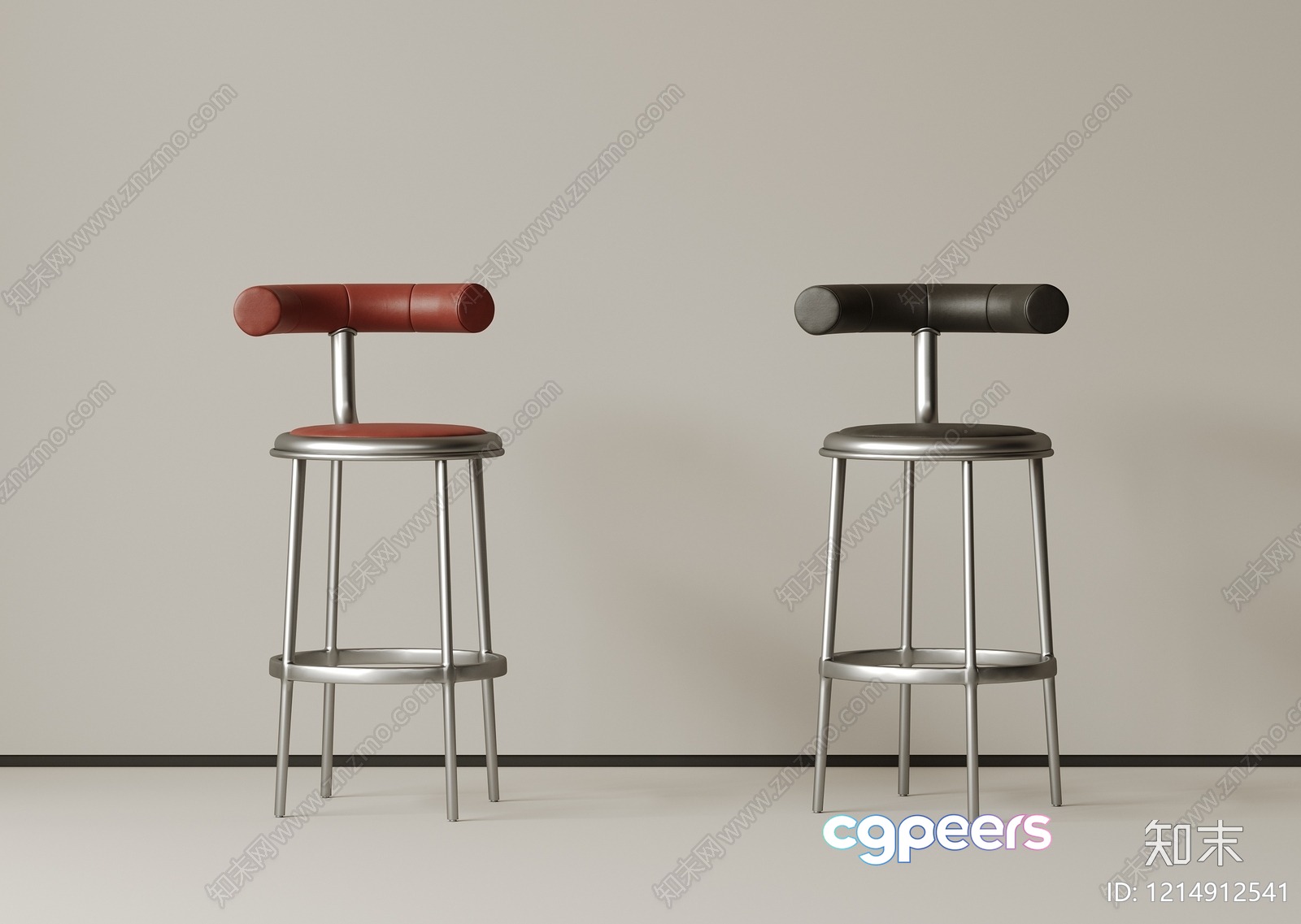 Modern Metal Bar Stools 3D Model - 12079 - VRAY Render Modern Metal Bar Stools 3D Model - 12079 - VRAY Render