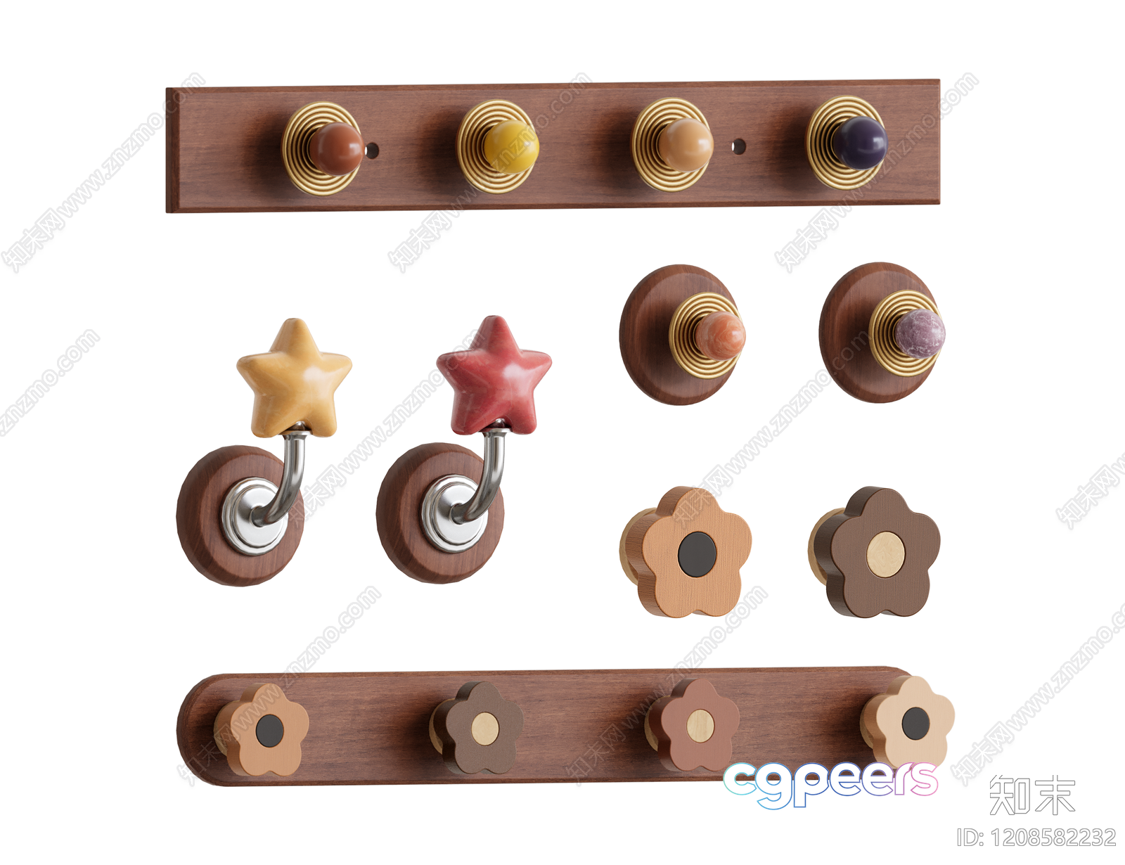 Wooden Coat Rack With Knobs 3D Model - 21048 - VRAY Render Wooden Coat Rack With Knobs 3D Model - 21048 - VRAY Render