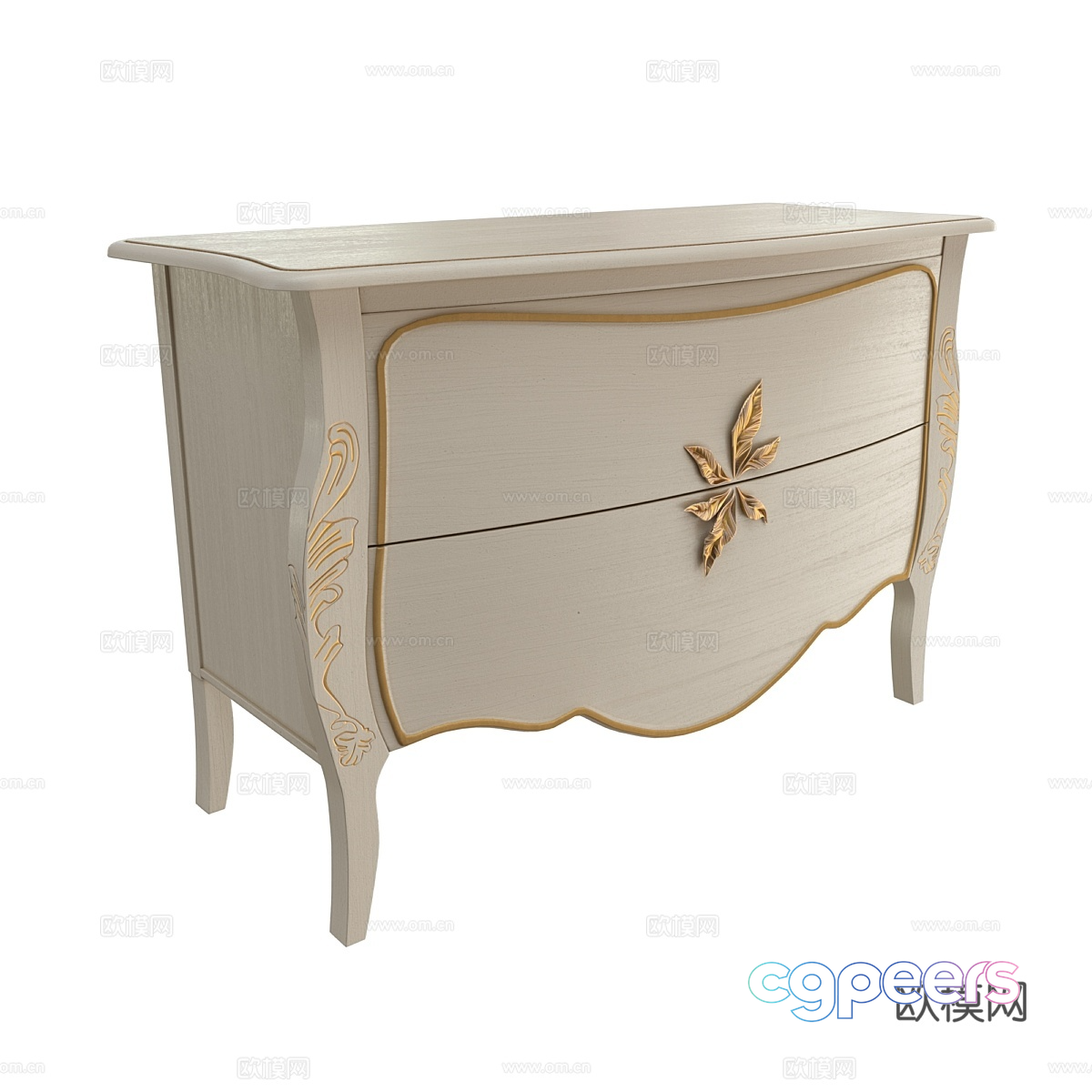 White Dresser With Gold Accents 3D Model - 1535 - VRAY Render White Dresser With Gold Accents 3D Model - 1535 - VRAY Render