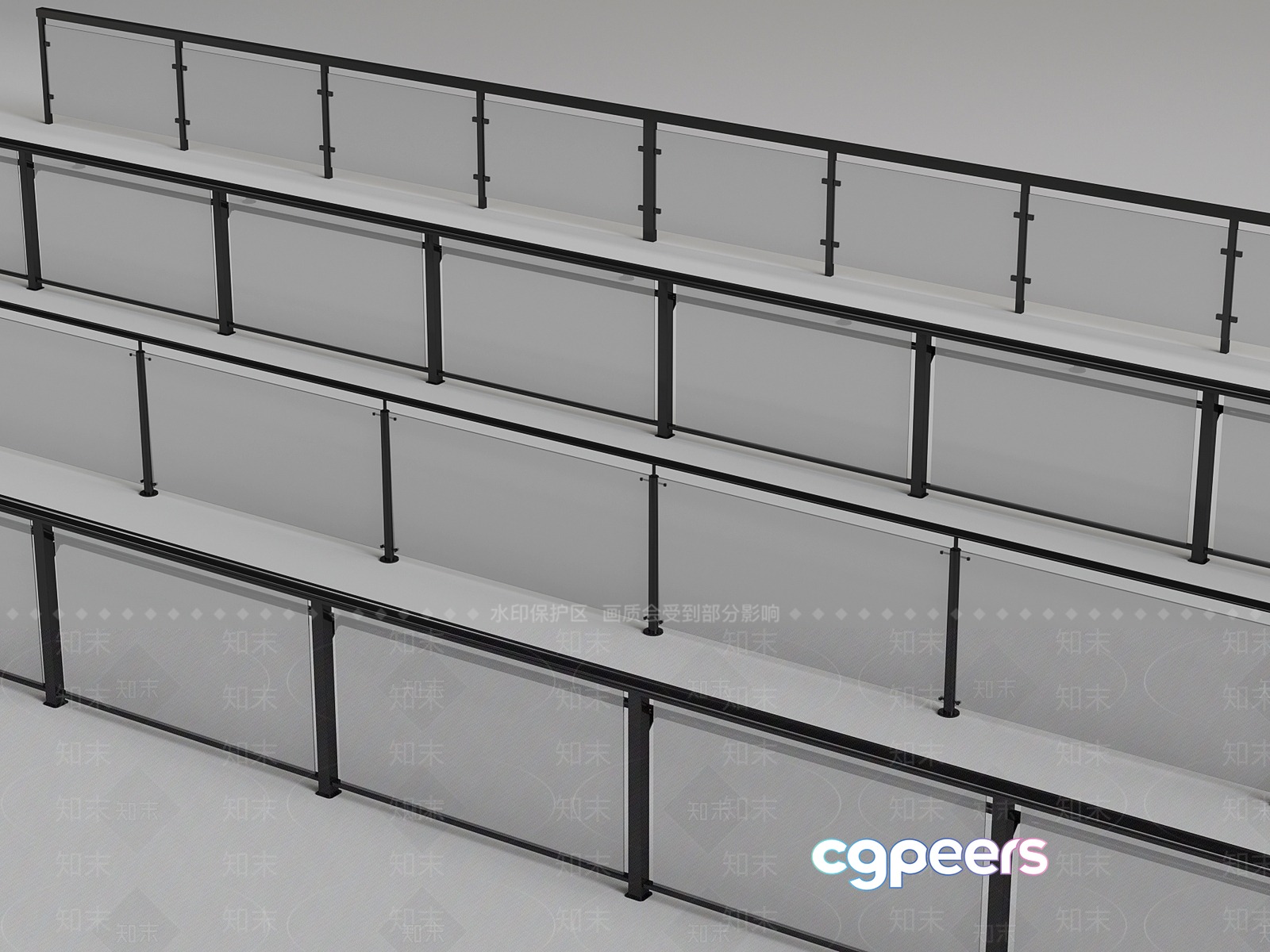 The Main Subject Is A Black Railing With Glass Panels 3D Model - 10388 - VRAY Render The Main Subject Is A Black Railing With Glass Panels 3D Model - 10388 - VRAY Render