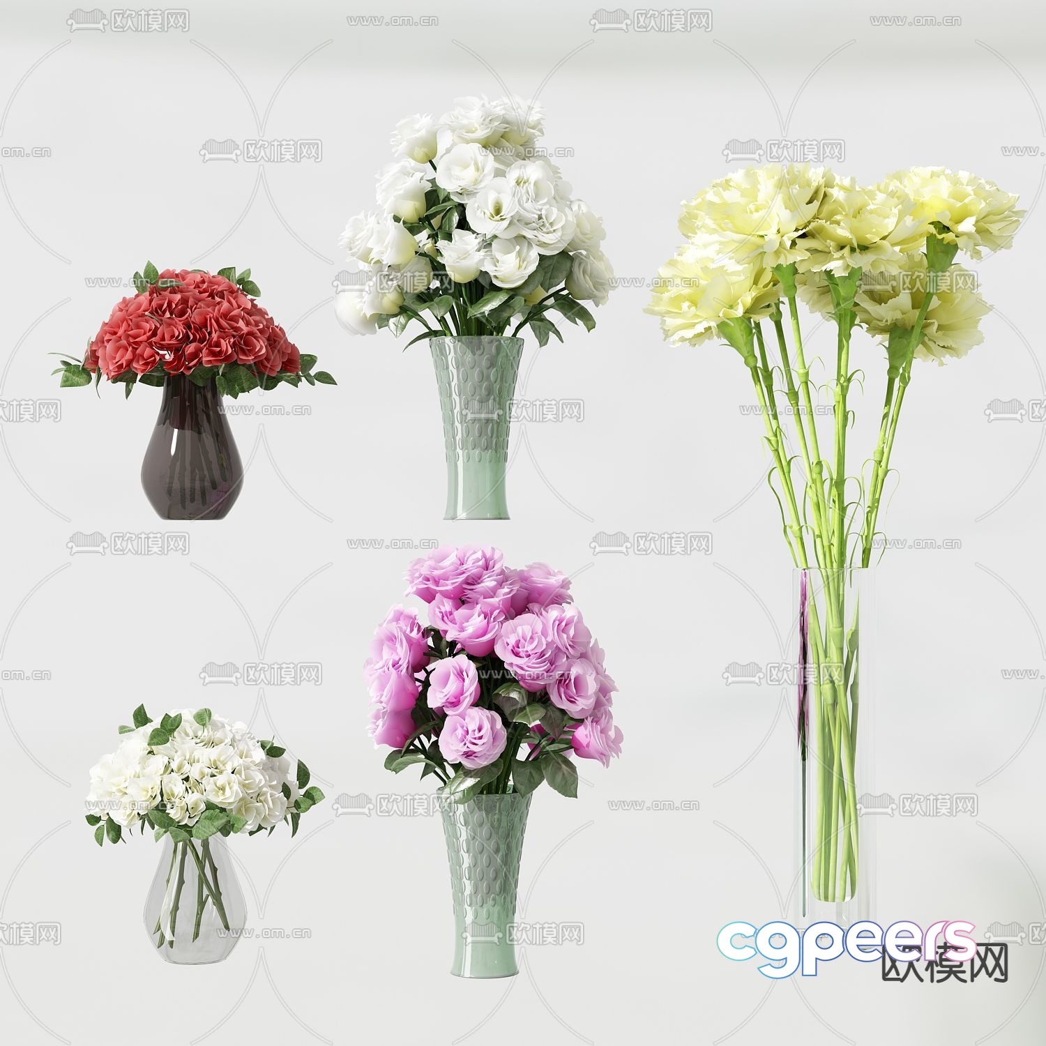 Vases With Flowers 3D Model - 3430 - VRAY Render Vases With Flowers 3D Model - 3430 - VRAY Render