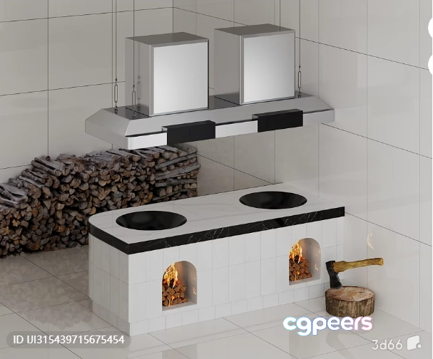 Modern White Kitchen 3D Model - 321 - VRAY Render