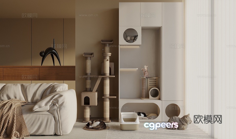 Modern Cat Room 3D Model - 21391 - VRAY Render