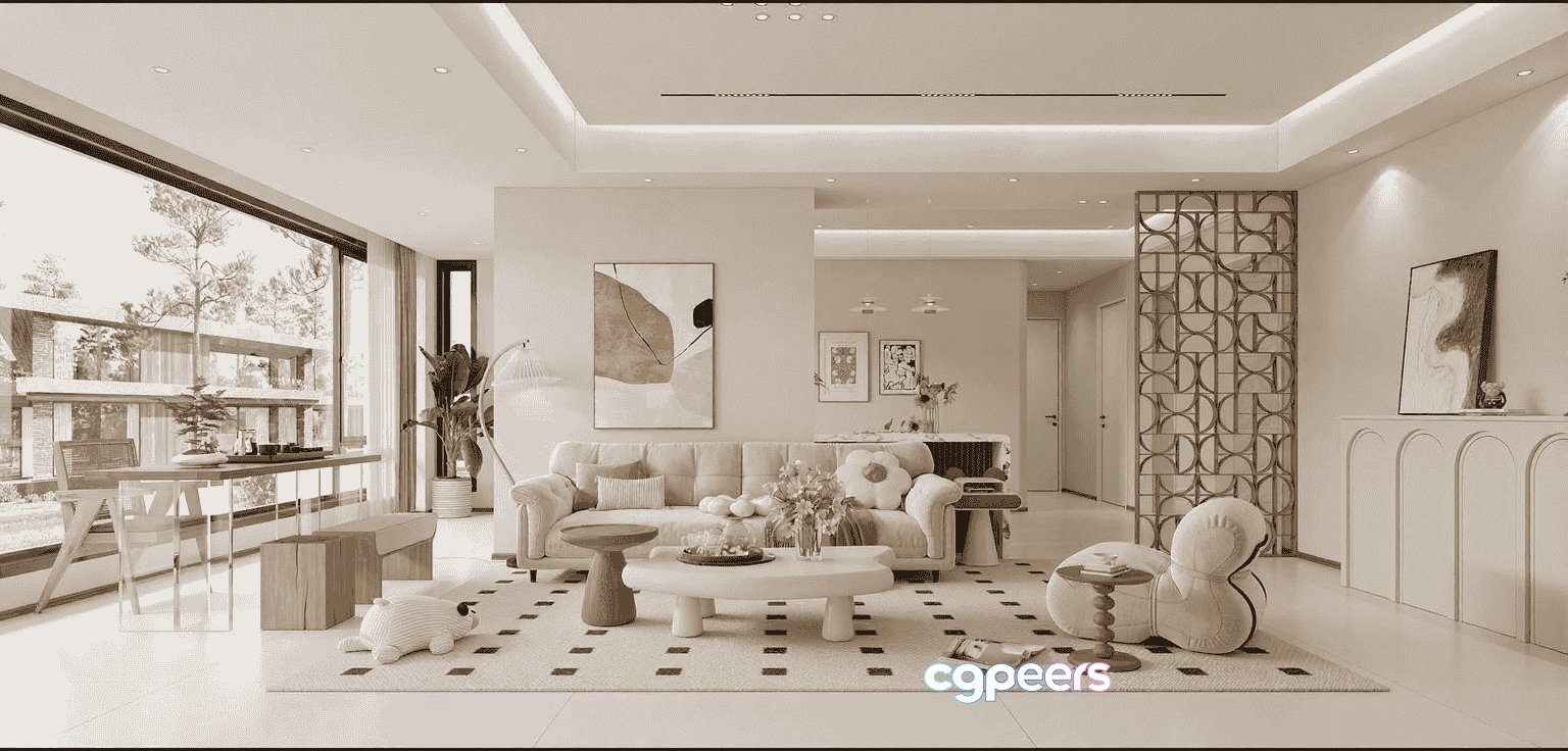 Modern Living Room 3D Model - 17570 - VRAY Render Modern Living Room 3D Model - 17570 - VRAY Render