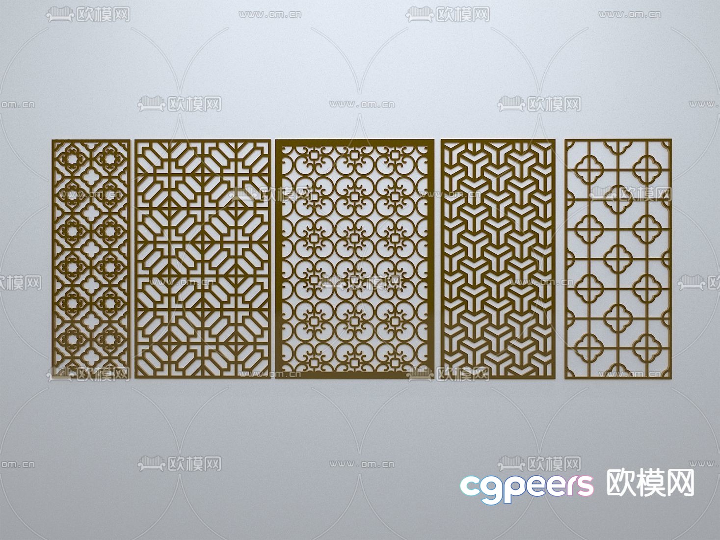 Gold Decorative Panels 3D Model - 18121 - VRAY Render