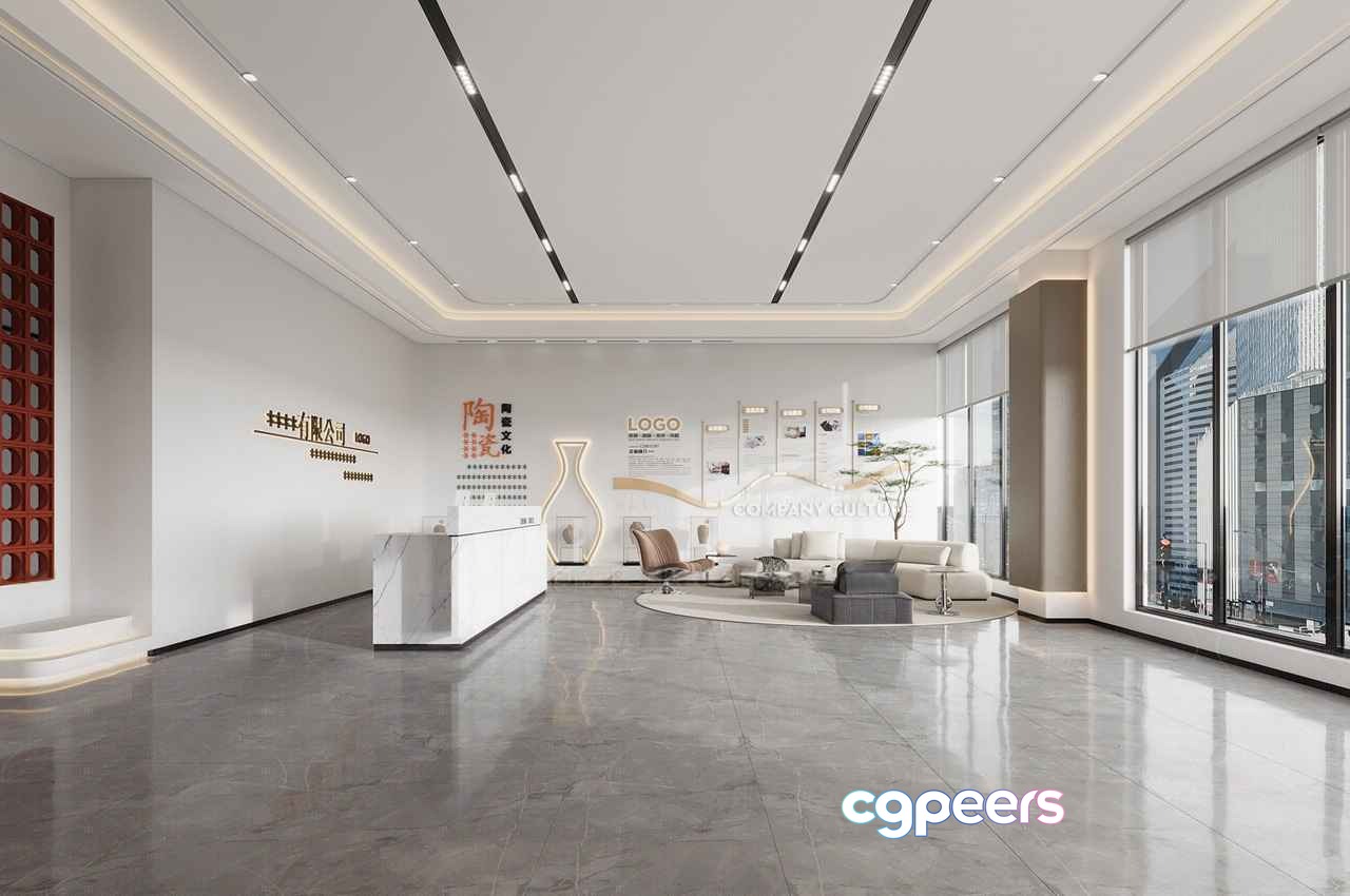 Modern Office Lobby 3D Model - 3245 - VRAY Render