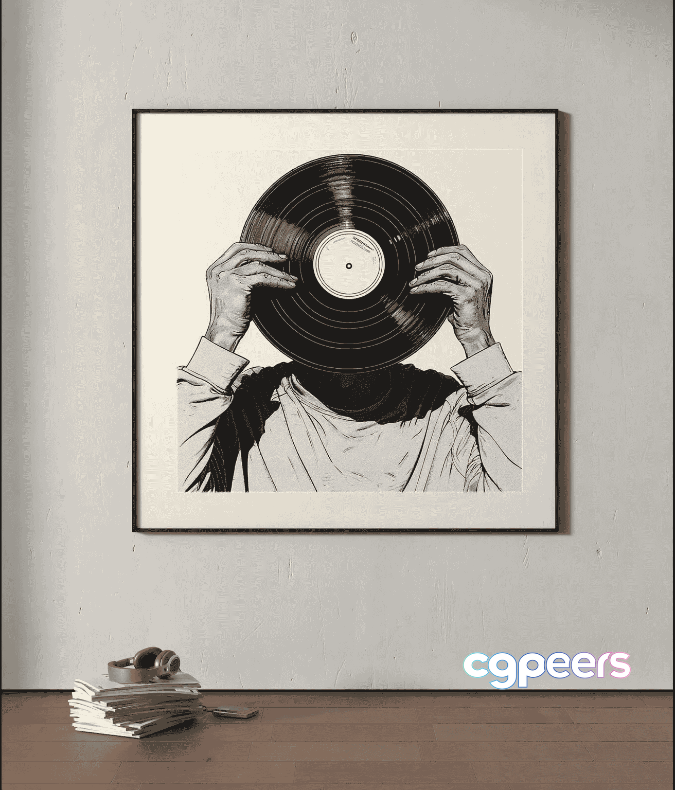 A Person Holding A Vinyl Record 3D Model - 14126 - VRAY Render