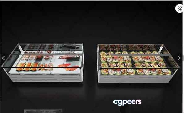 Two Clear Display Cases With Food Inside 3D Model - 12961 - VRAY Render