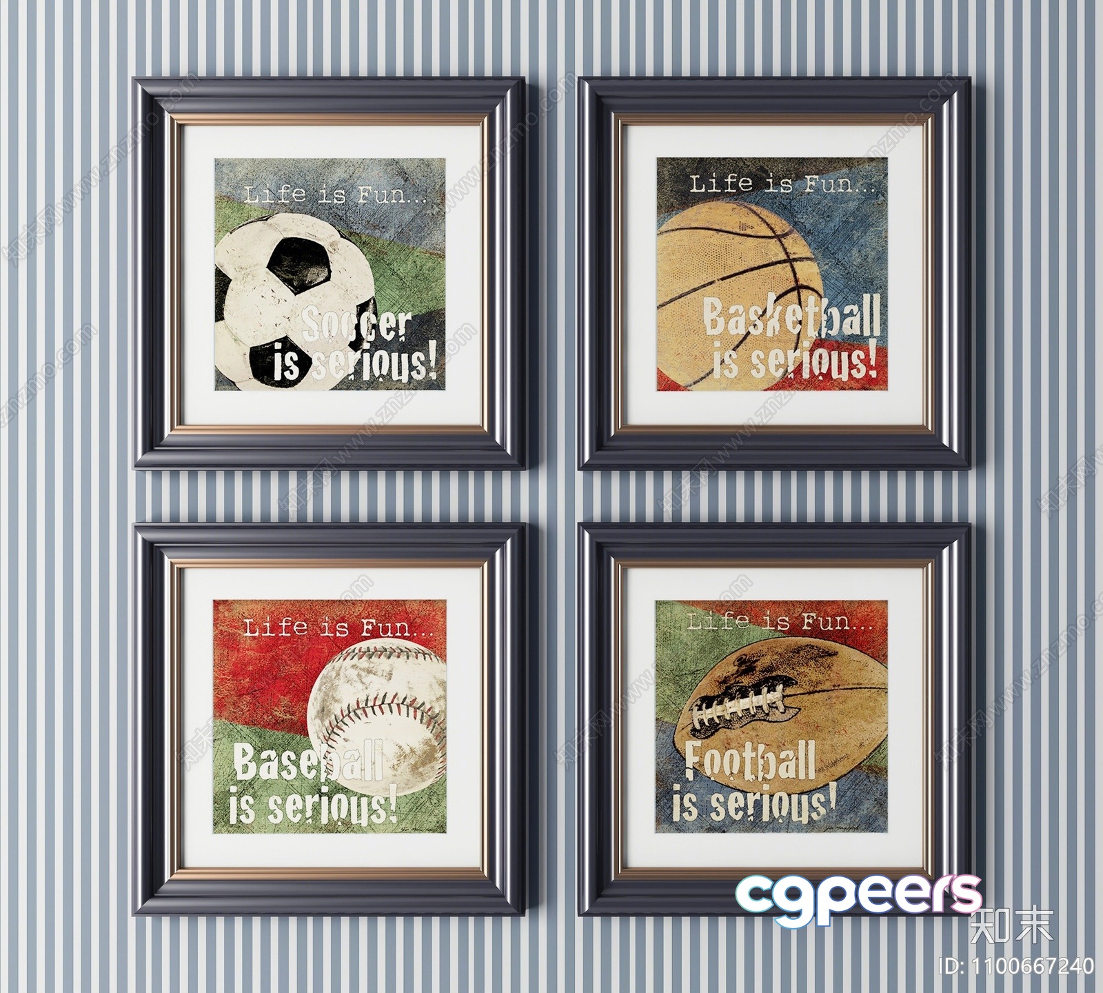 Sports-Themed Wall Art 3D Model - 5448 - VRAY Render Sports-Themed Wall Art 3D Model - 5448 - VRAY Render