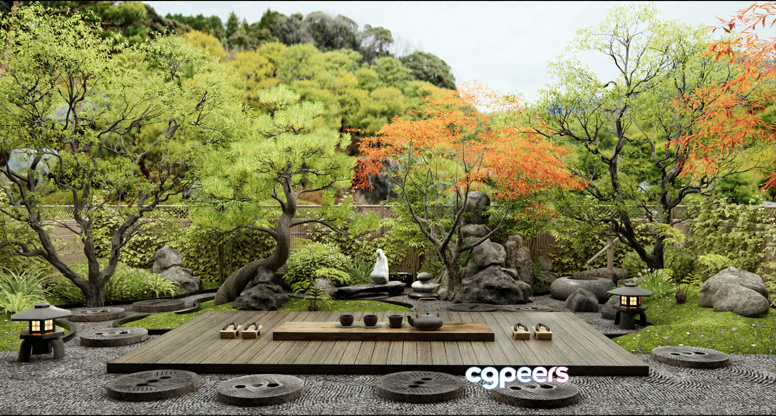 Japanese Zen Garden 3D Model - 16333 - VRAY Render Japanese Zen Garden 3D Model - 16333 - VRAY Render