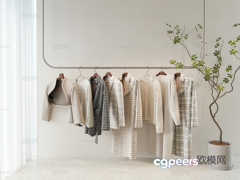 White Clothing Rack 3D Model - 13182 - CORONA Render White Clothing Rack 3D Model - 13182 - CORONA Render