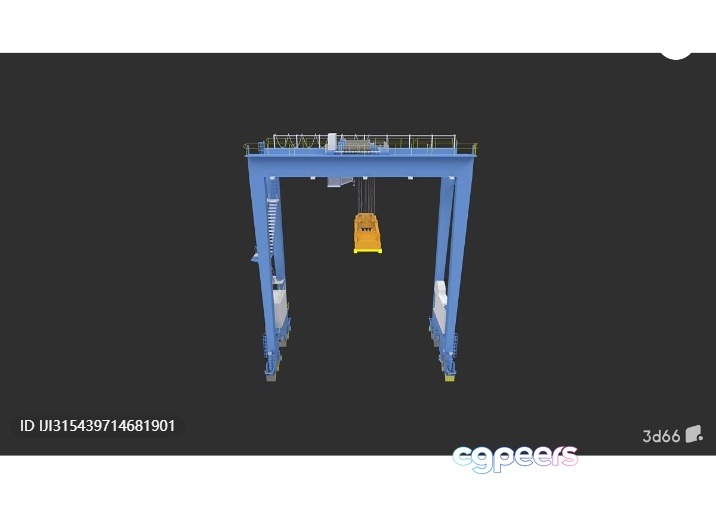A Blue Crane With A Yellow Hook 3D Model - 6456 - VRAY Render