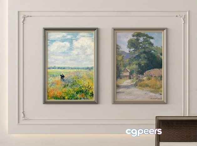 Two Framed Paintings On A Wall 3D Model - 18572 - VRAY Render