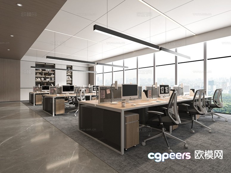 Modern Office Space 3D Model - 848 - VRAY Render