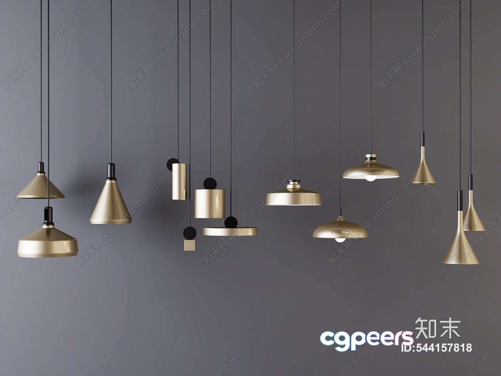 Gold Light Fixtures 3D Model - 5535 - VRAY Render