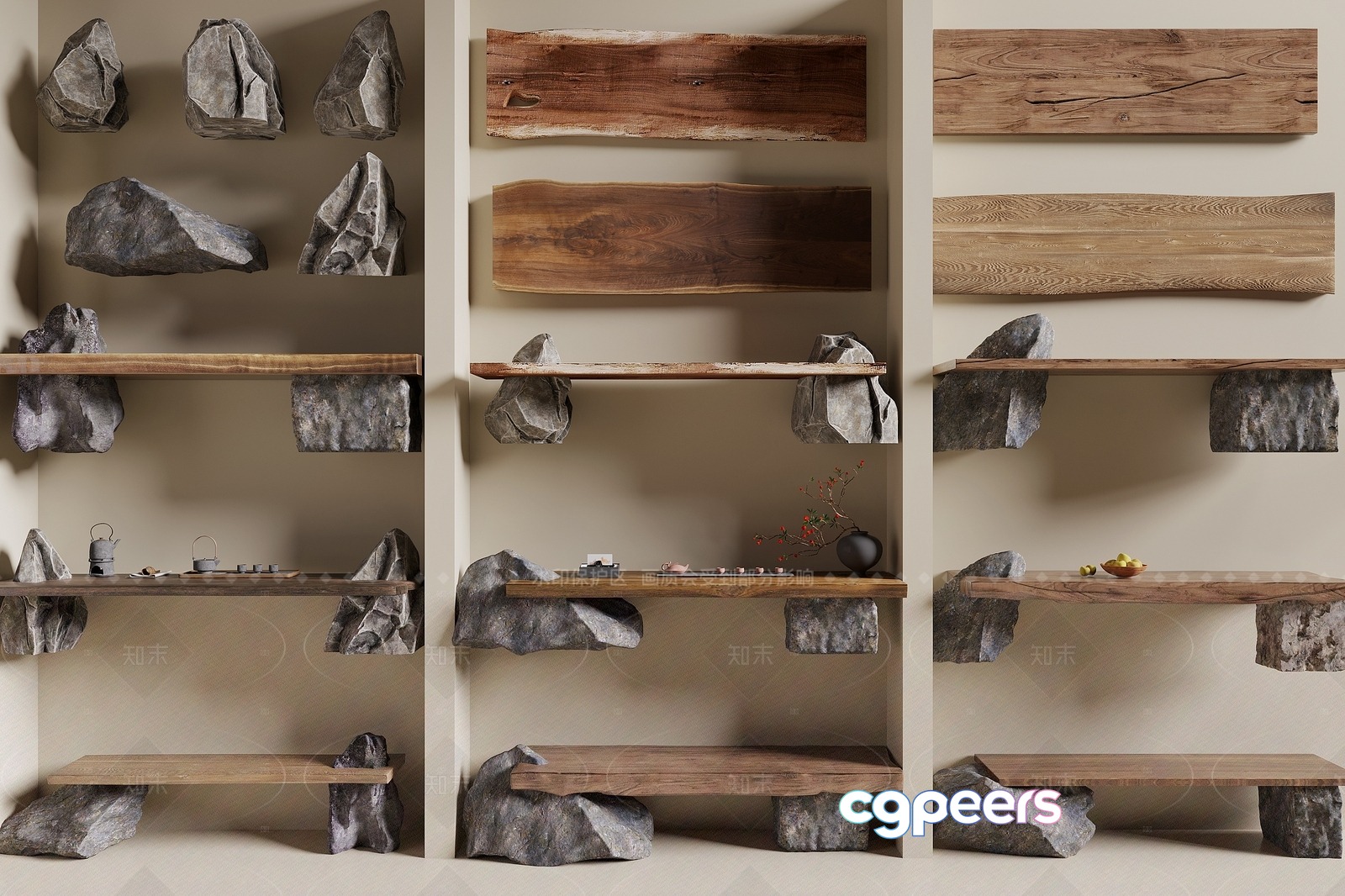 Modern Shelving Unit 3D Model - 5235 - VRAY Render Modern Shelving Unit 3D Model - 5235 - VRAY Render