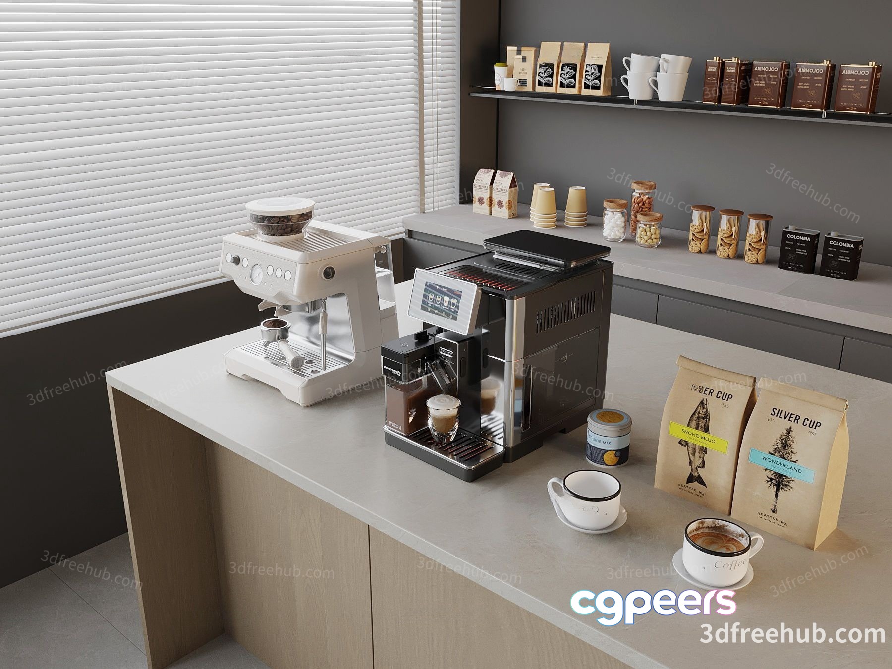 A Modern Coffee Station 3D Model - 21218 - VRAY Render