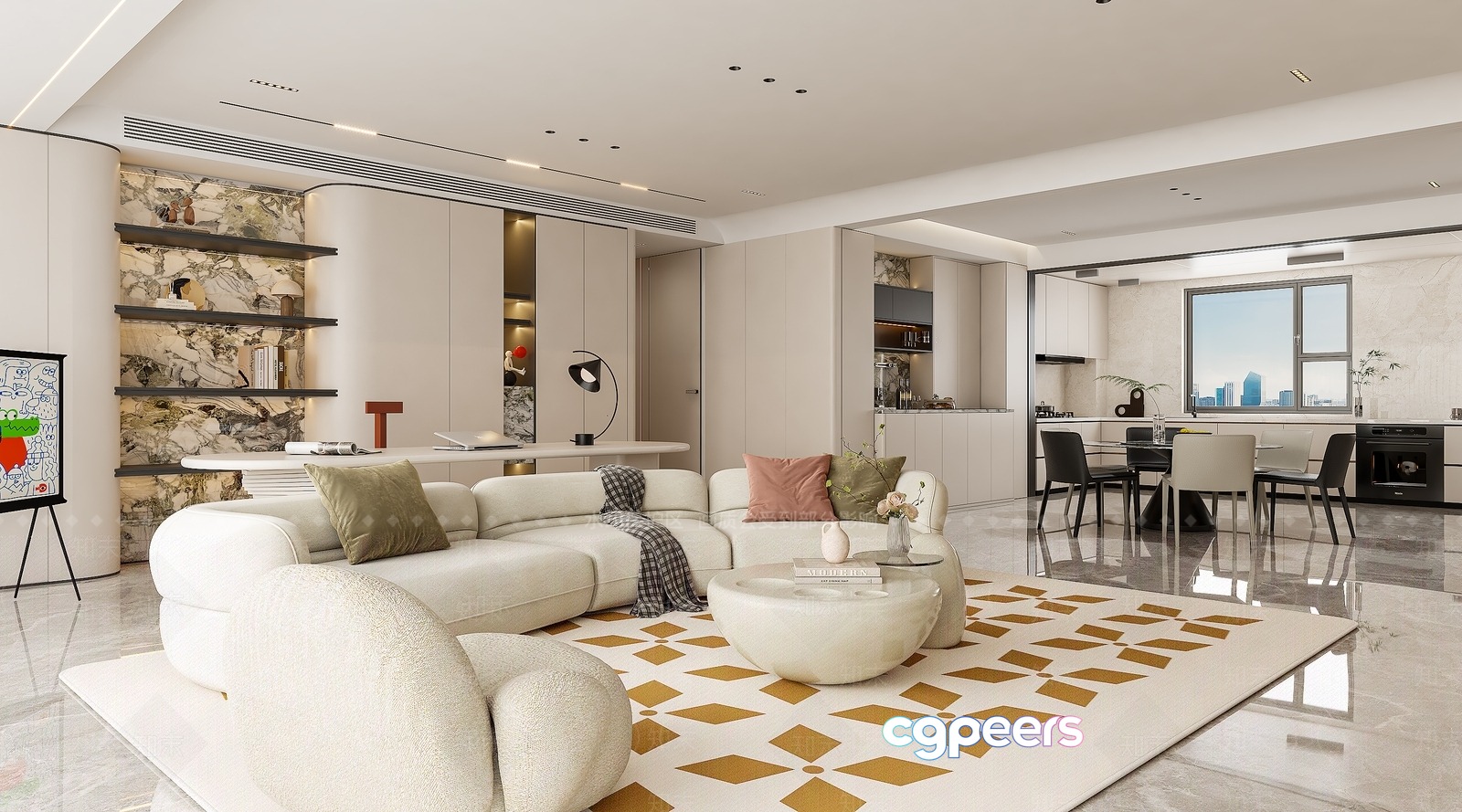 Modern Living Room 3D Model - 19512 - VRAY Render Modern Living Room 3D Model - 19512 - VRAY Render