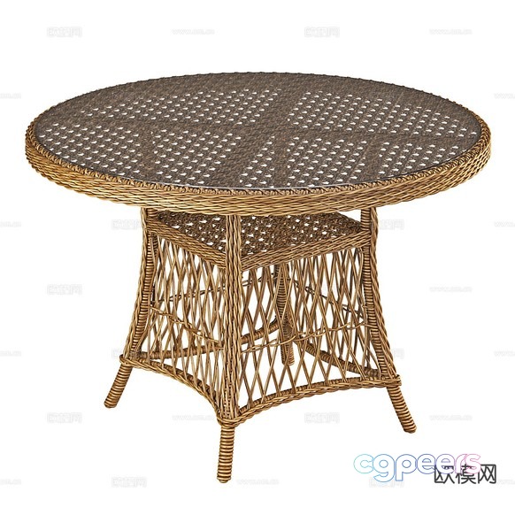 Rattan Table With A Woven Pattern 3D Model - 977 - VRAY Render