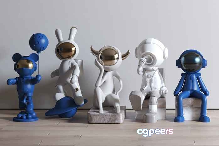 Space-Themed Figurines 3D Model - 1518 - VRAY Render Space-Themed Figurines 3D Model - 1518 - VRAY Render