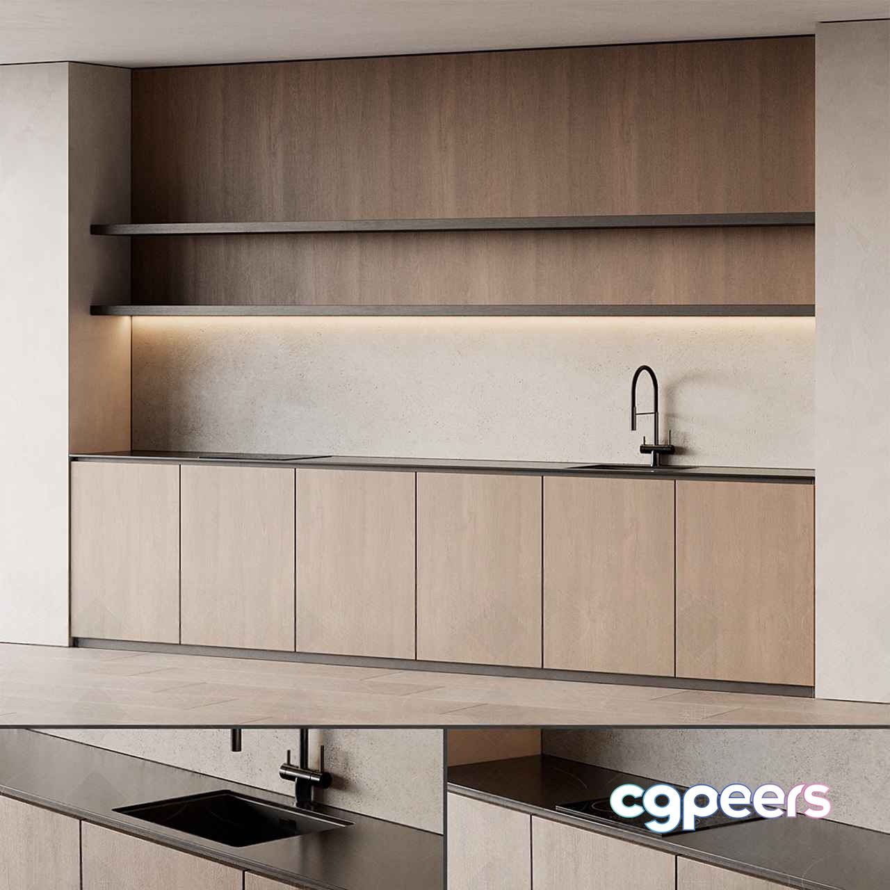 Modern Kitchen 3D Model - 16898 - VRAY Render