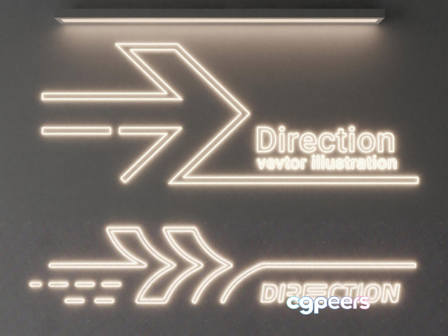 Modern Neon Sign With The Word Direction And An Arrow 3D Model - 11582 - VRAY Render Modern Neon Sign With The Word Direction And An Arrow 3D Model - 11582 - VRAY Render