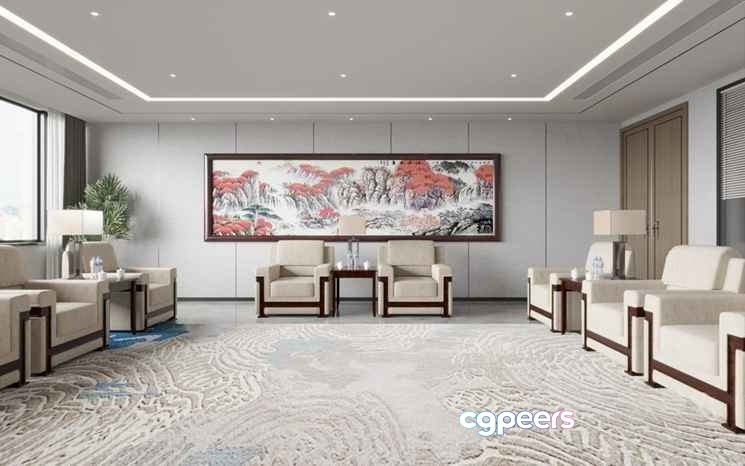 Modern Living Room 3D Model - 12858 - CORONA Render
