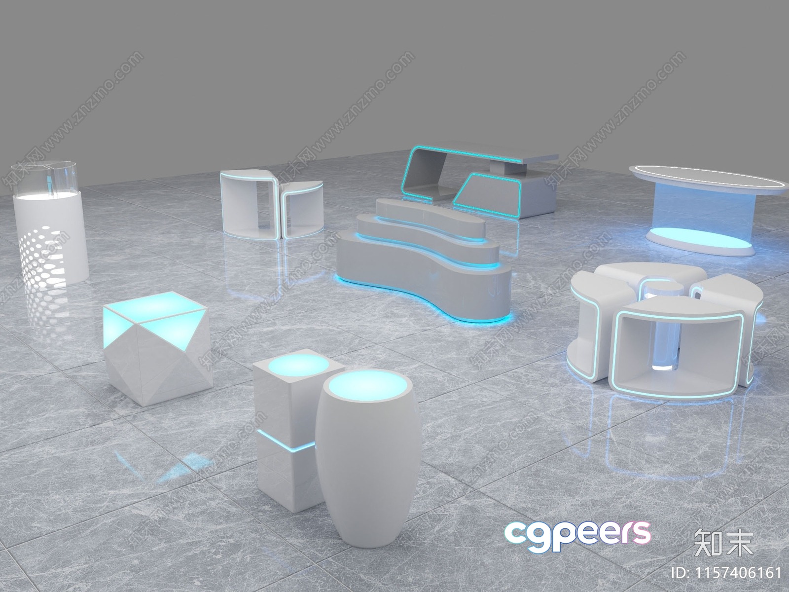 Modern White Furniture 3D Model - 1026 - VRAY Render