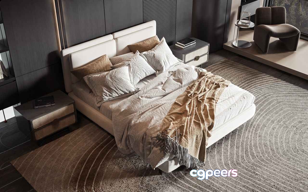 Modern Cozy Bedroom 3D Model - 21009 - VRAY Render