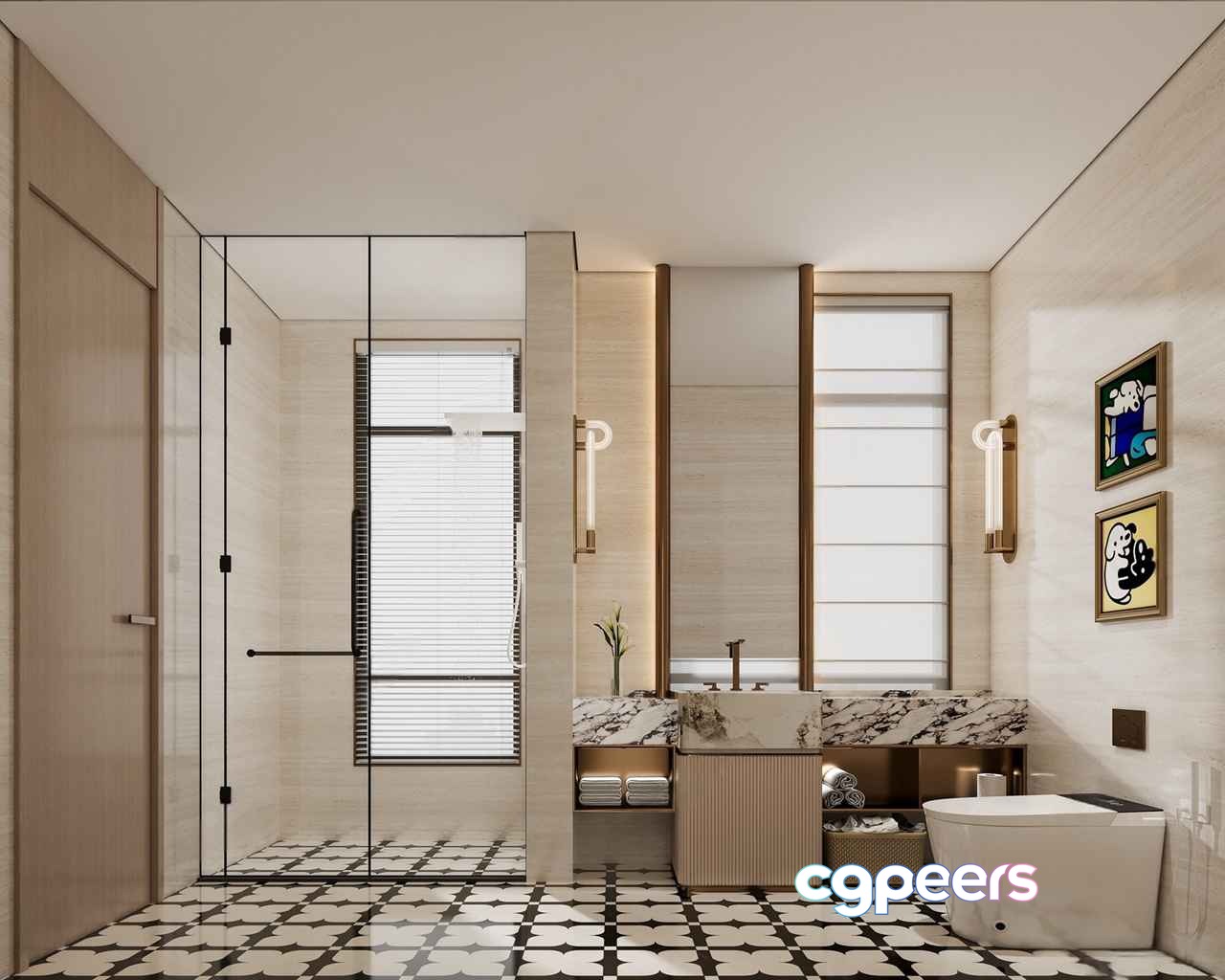A Modern Bathroom 3D Model - 14235 - CORONA Render