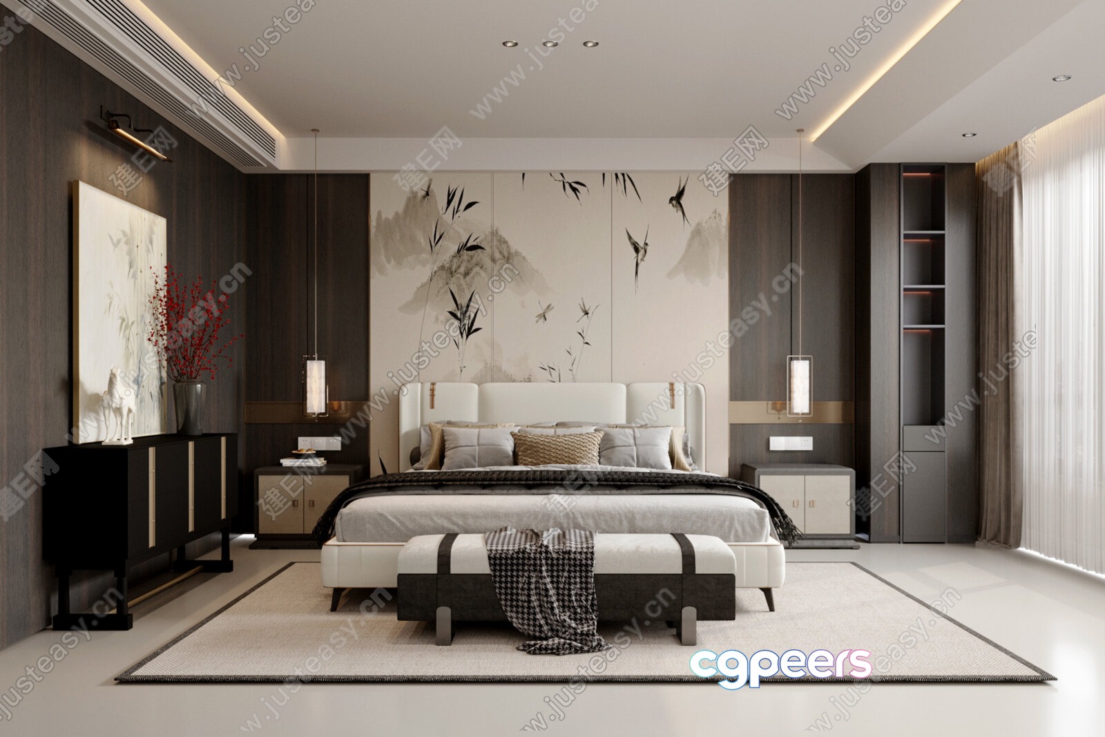 A Modern Bedroom 3D Model - 865 - VRAY Render