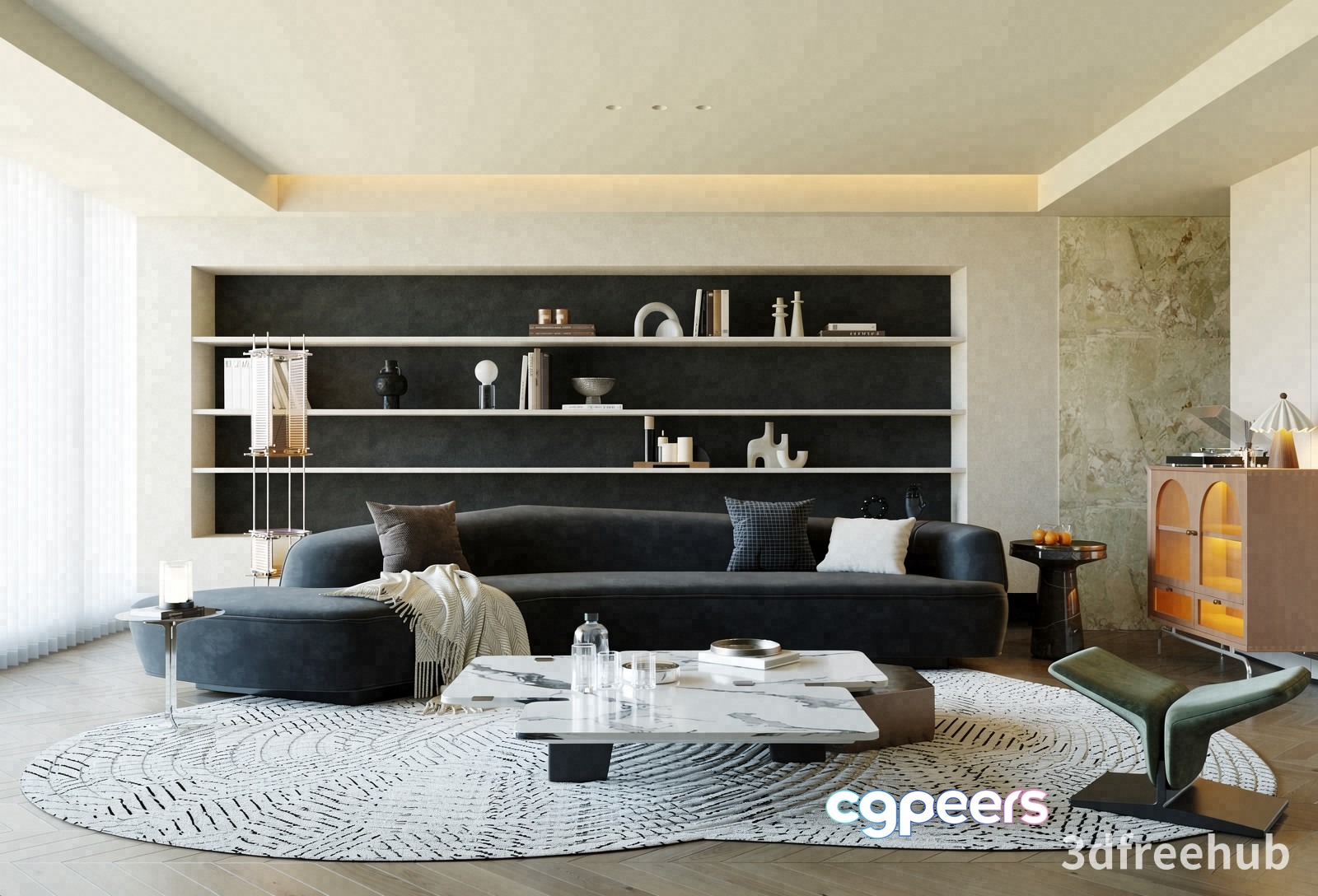 Modern Living Room 3D Model - 21532 - VRAY Render Modern Living Room 3D Model - 21532 - VRAY Render