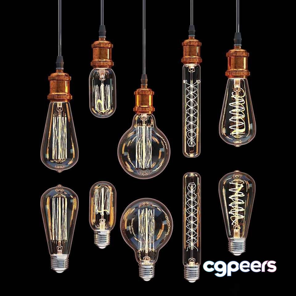 Vintage Light Bulbs 3D Model - 23644 - CORONA Render Vintage Light Bulbs 3D Model - 23644 - CORONA Render