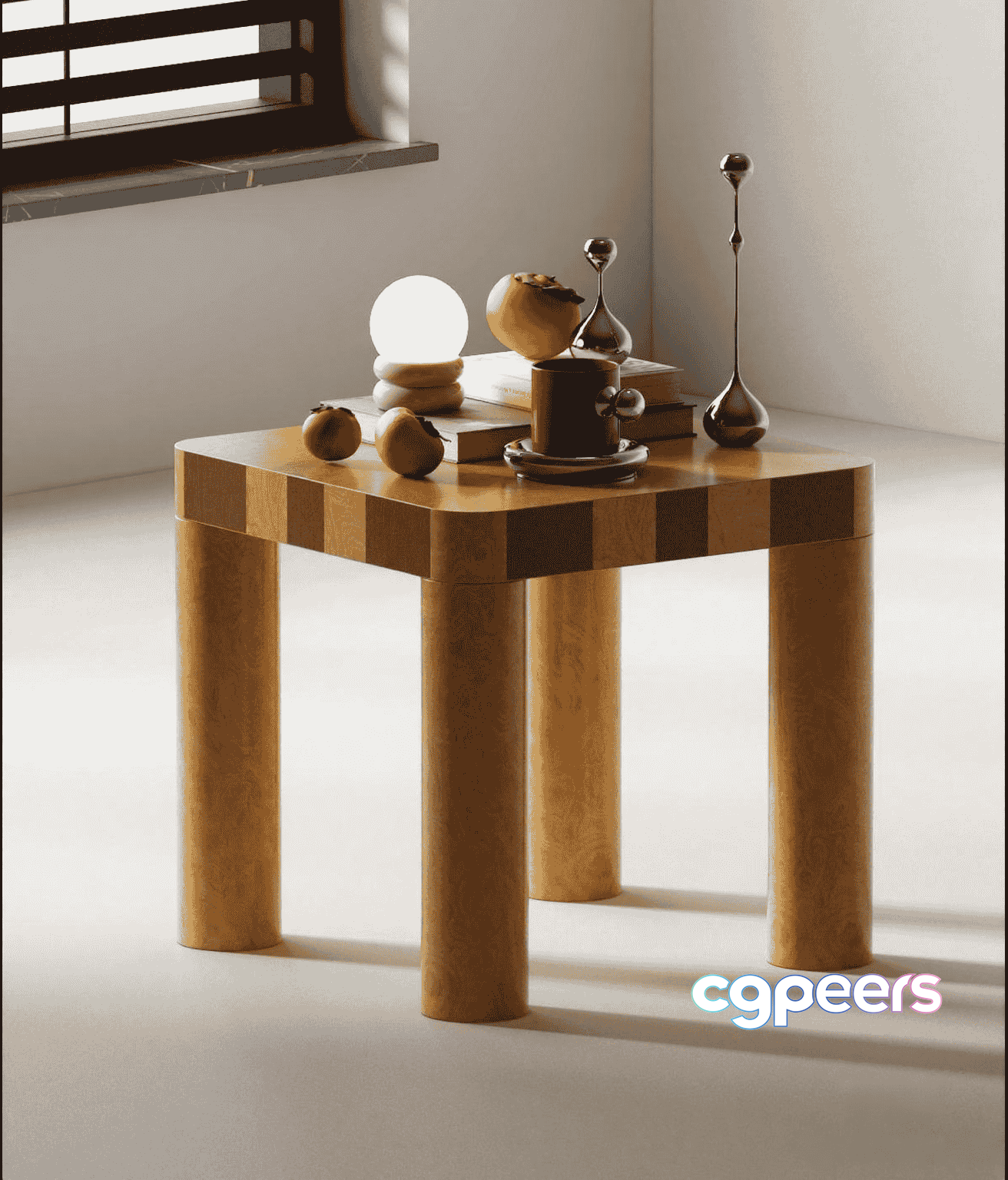 A Wooden Table With A Lamp And Other Objects On It 3D Model - 10944 - VRAY Render A Wooden Table With A Lamp And Other Objects On It 3D Model - 10944 - VRAY Render