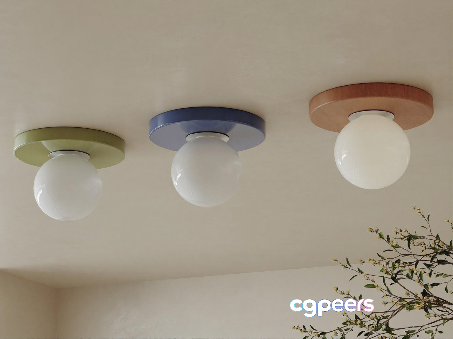 Three Ceiling Lights 3D Model - 2384 - VRAY Render