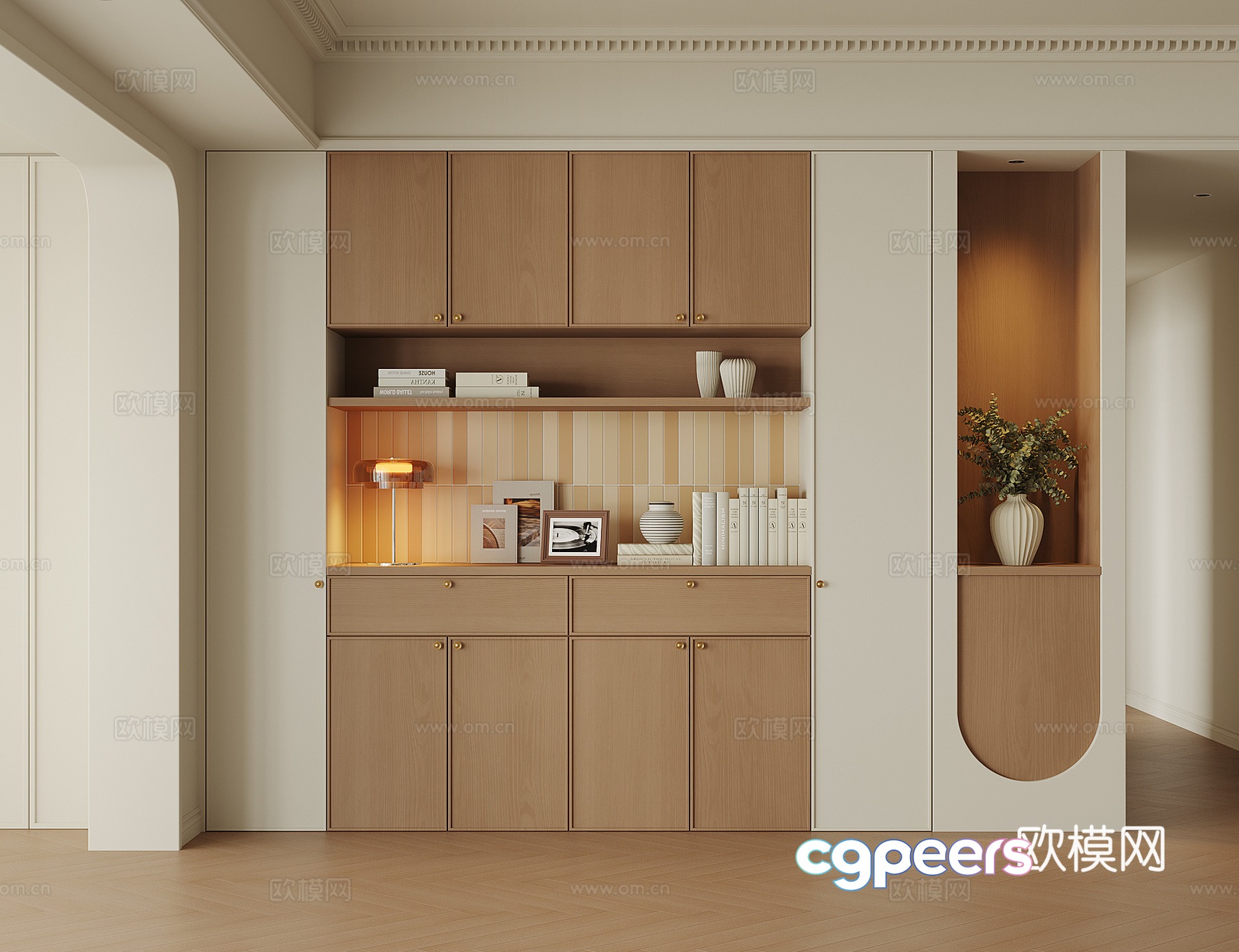 A Modern Wooden Cabinet 3D Model - 23471 - VRAY Render