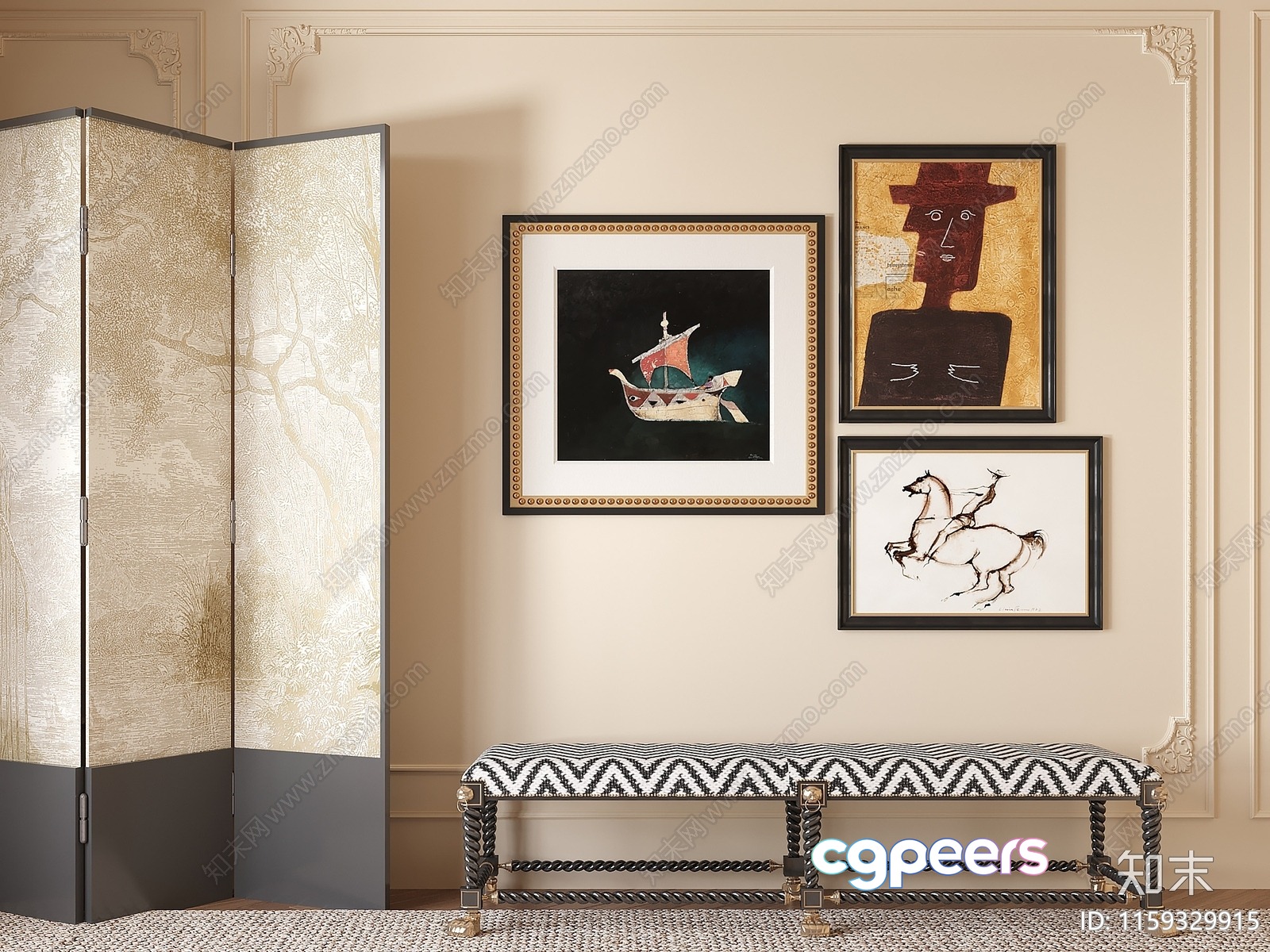 Modern Art Display 3D Model - 19130 - VRAY Render