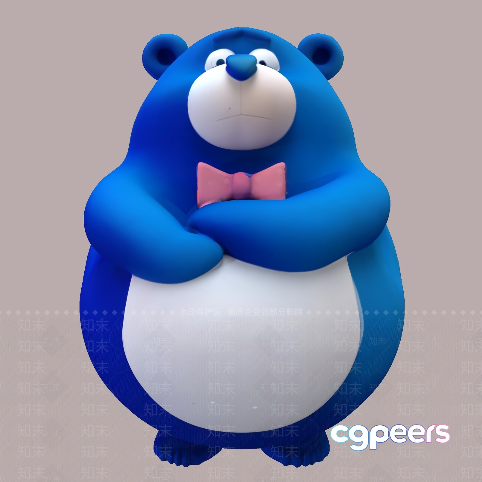 A Blue Cartoon Bear 3D Model - 19564 - VRAY Render
