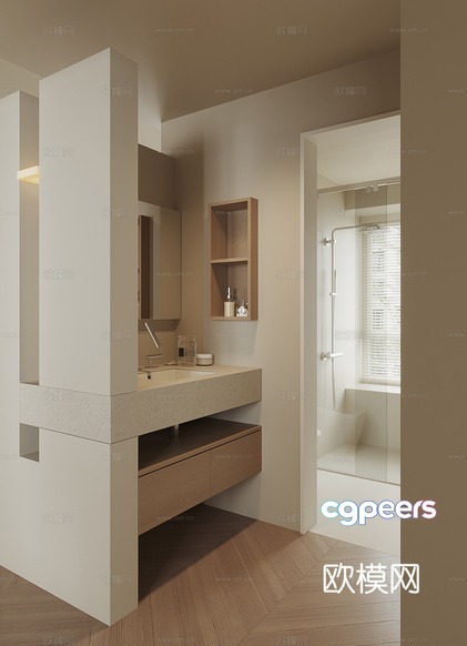 Modern Bathroom With A Sink And Bathtub 3D Model - 2840 - VRAY Render Modern Bathroom With A Sink And Bathtub 3D Model - 2840 - VRAY Render