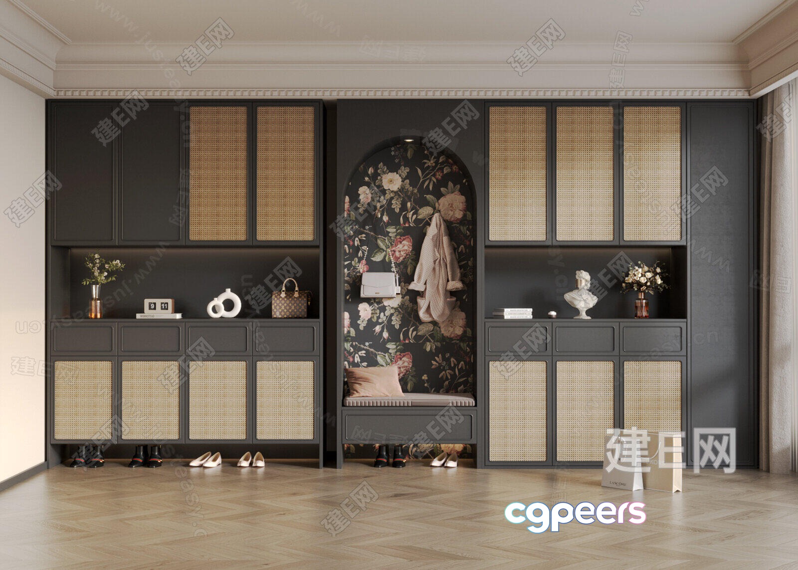 Modern Entryway Cabinet 3D Model - 2687 - VRAY Render